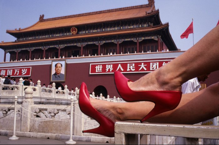 China - Pekín - Plaza Tiananmén - Retrato de Mao Tse Tung